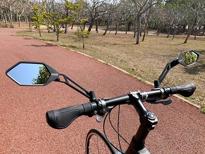 MEACHOW New Scratch Resistant Glass Lens,Handlebar Bike Mirror, Adjustable Safe Rearview Mirror, Bicycle Mirror (Silver Left Side) ME-005LS