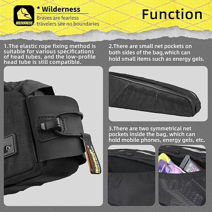 Bike Top Tube Bag Bicycle Front Frame Bag Waterproof Bike Bag 2.1L with Dual Side Mesh Pockets for MTB Road Bike Cycling Commuting and Outdoor Adventures