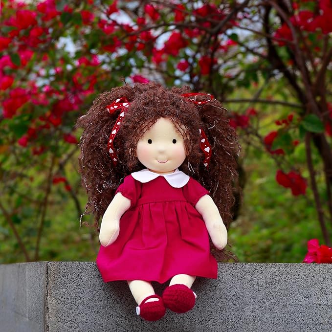BlissfulPixie Waldorf Doll Handmade Rag Doll - Personalized Collectors Plush Doll for Kids Birthday Present with Beautiful Present Box-Eleanor 12"