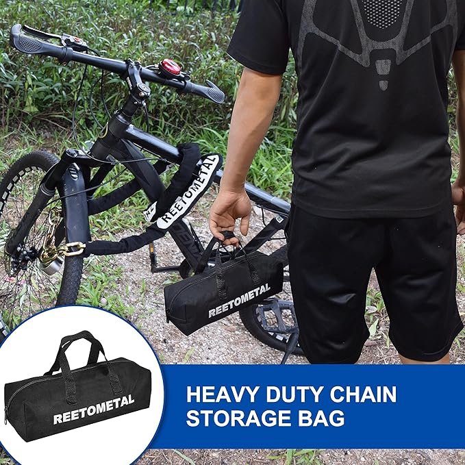 Heavy Duty Security Chain, 6 Foot x 3/8" Thick Hardened Steel Cut Proof Anti-Theft Lock Chain for Motorcycles, Bicycles, ATVs, Trailers, Containers