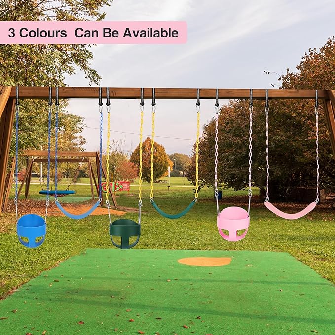 RedSwing High Back Full Bucket Swing with Heavy Duty Swing Seat Combo Pack (Triangle and Chain Dip), Tree Straps Included, Pink