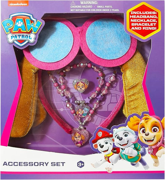 LUV HER Licensed PAW PATROL Headbands for Girls - Kids Jewelry - Dress Up Set All in one Giftable Box - Headband - Play Jewelry Set - 4pc (Toddler Headband, Necklace, Dress Up Bracelet, Ring) Ages 3+