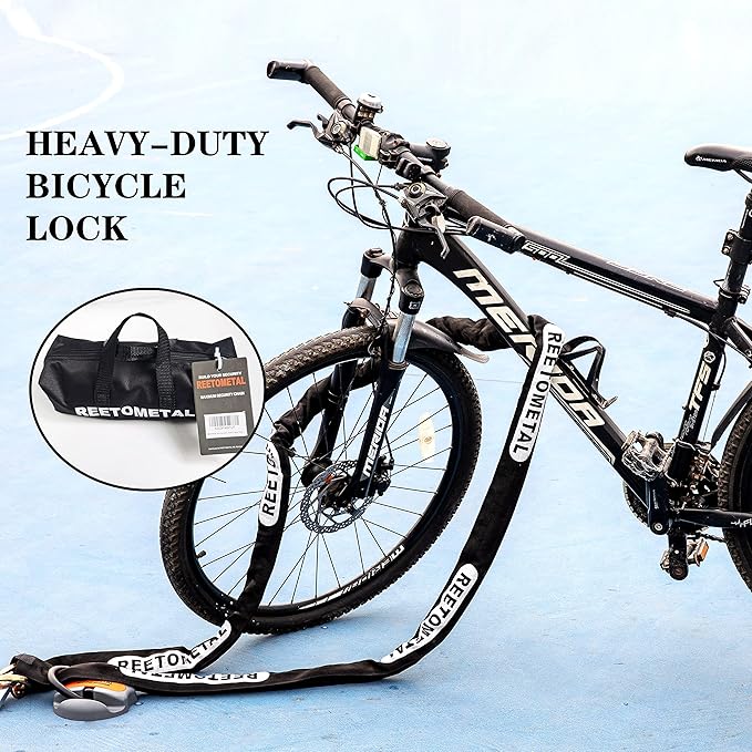 Heavy Duty Security Chain, 6 Foot x 3/8" Thick Hardened Steel Cut Proof Anti-Theft Lock Chain for Motorcycles, Bicycles, ATVs, Trailers, Containers