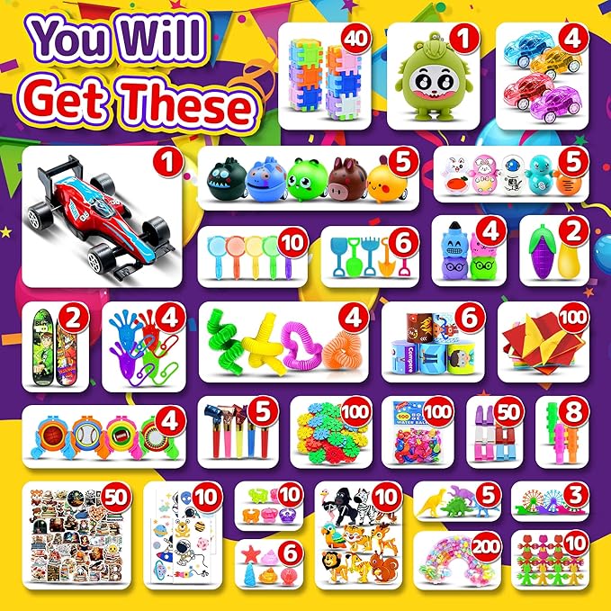 1000 PCS Party Favors for Kids, Bulk Fidget Toys,Goodie Bags Stuffers, Treasure Box Toy for Classroom Prizes, Birthday Gifts, Stocking Pinata Filler Stuffers