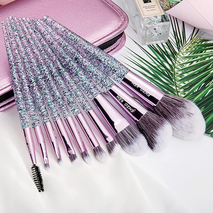 Girls Makeup Brushes Set for Teens with Case, Glitter Teen Make up Brush Set, Eyeshadow Brush Set for Teen Girls, Teenagers Eye Shadow Brush Set, Vegan Makeup Brush