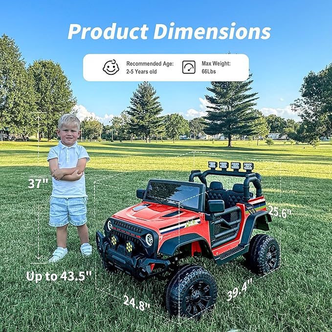 24V Kids Ride on Car, Kids Electric Vehicles Car Ride on Toy Truck for Toddlers 3-5 w/Remote Control, 400W Motor - Red