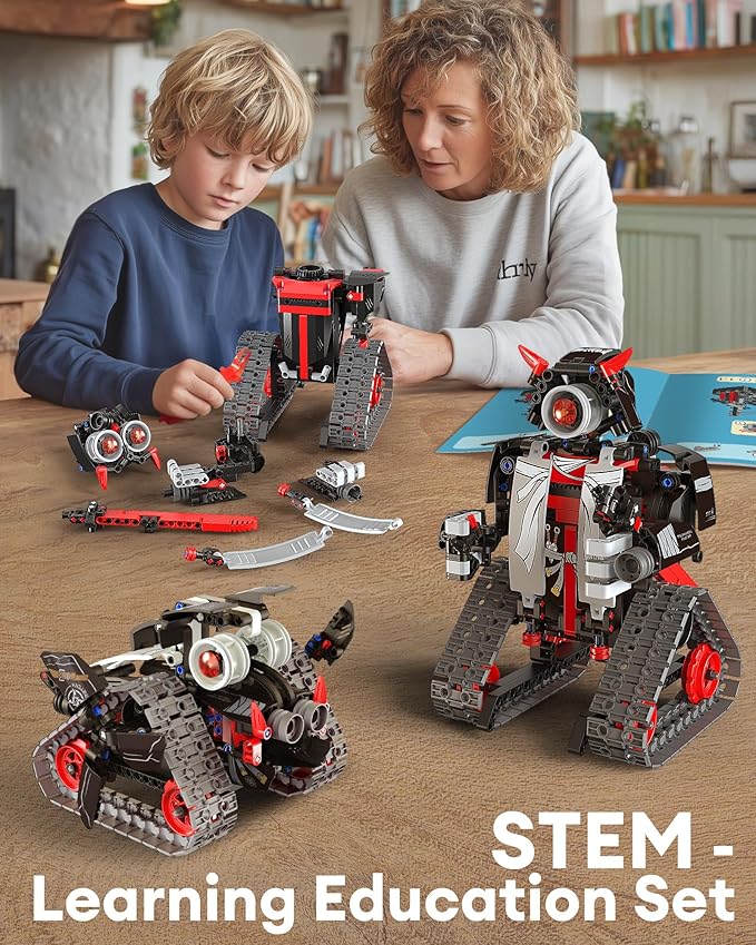 5 in 1 STEM RC Robot Building Kit, APP & Remote Control Samurai/Ninja Blocks 419 Pcs, Erector Set RC Toy for Kids, DIY Build Science Educational Gift for Age 6 7 8 9 10 11 12+ Boys & Girls