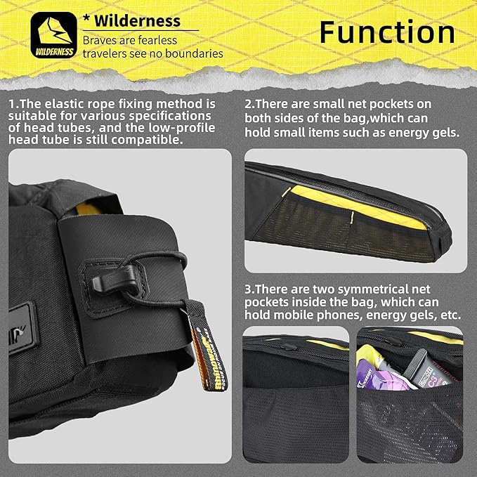 Bike Top Tube Bag Bicycle Front Frame Bag Waterproof Bike Bag 2.1L with Dual Side Mesh Pockets for MTB Road Bike Cycling Commuting and Outdoor Adventures