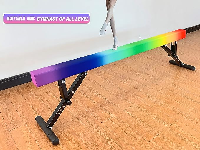 Adjustable Balance Beam 8 ft Gymnastic Beam Adjustable Height for Kids and Teenage of All Gymnastic Levels, Gymnastic Training Beam Gymnastic Equipment for Athlete Home and Gym Club Use