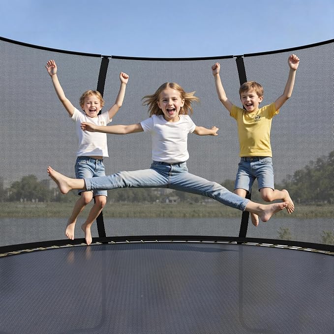 10 FT 12 FT 14 FT Trampoline for Kids Adults, ASTM Approved, Outdoor Round Trampoline with Enclosure Net Ladder, Recreational Trampolines for Backyard Family Play