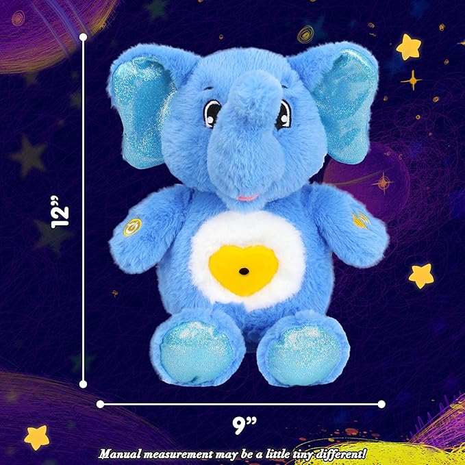 Cuteoy Plush Blue Elephant Star Projector Musical Adjustable Singing Night Light Stuffed Animals Glowing Plushies Toy Gifts for Kids Birthday Easter Christmas,13''