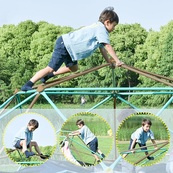 Merax 13FT Climbing Dome with Hammock, Outdoor Geometric Dome Climber Play Center for Kids 3-10 Supporting 1000 lbs, Easy Assembly Jungle Gym