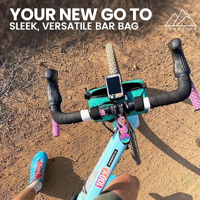 Compact Bar Bag – Sterling Aqua | Hard-Shell Bike Handlebar Bag with Waterproof Zipper & Adjustable Straps | Lightweight Bicycle Handlebar Bag, Compatible with Road, Gravel & MTB Bikes