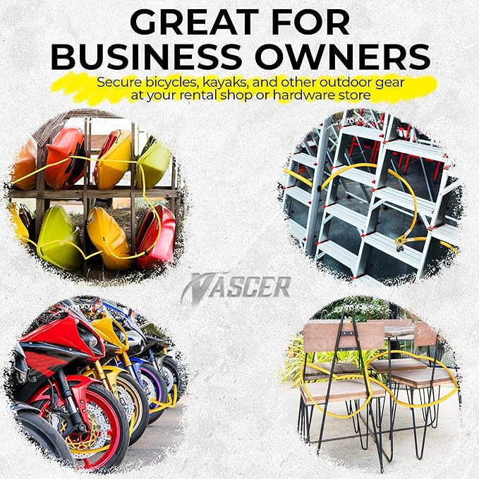 20FT (1/2") Commercial Security Cable with Loops - Galvanized Braided Steel Security Cable to Secure High Value Equipment - PVC-Coated Anti Theft Locking Cable for Trailers, Mowers and E-Bikes