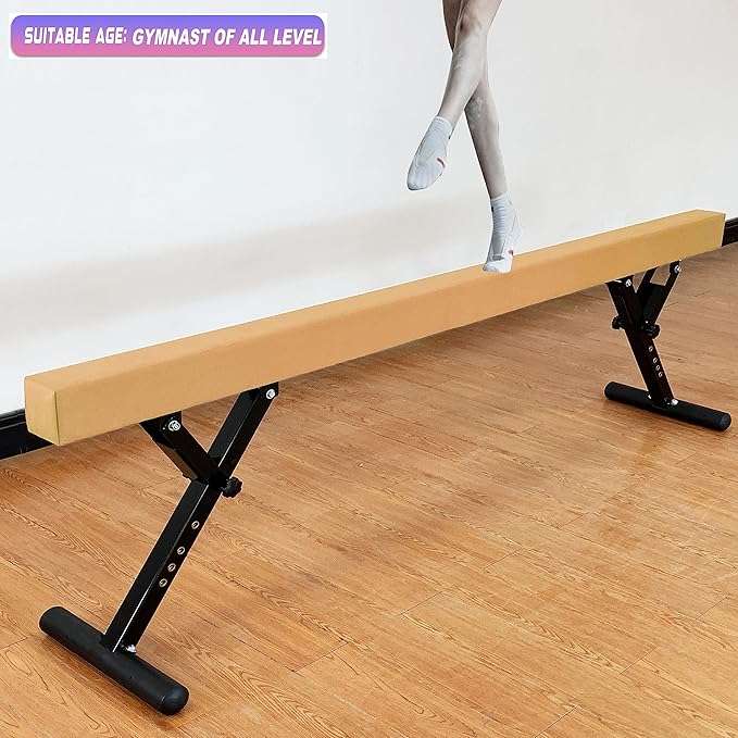 Adjustable Balance Beam 8 ft Gymnastic Beam Adjustable Height for Kids and Teenage of All Gymnastic Levels, Gymnastic Training Beam Gymnastic Equipment for Athlete Home and Gym Club Use