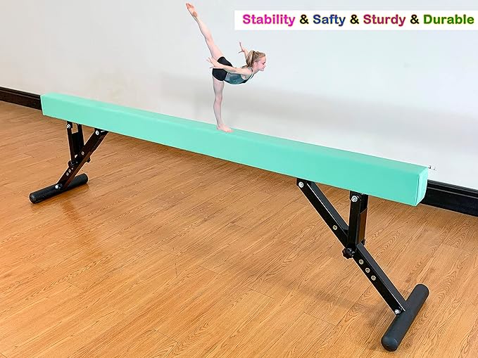 Adjustable Balance Beam 8 ft Gymnastic Beam Adjustable Height for Kids and Teenage of All Gymnastic Levels, Gymnastic Training Beam Gymnastic Equipment for Athlete Home and Gym Club Use