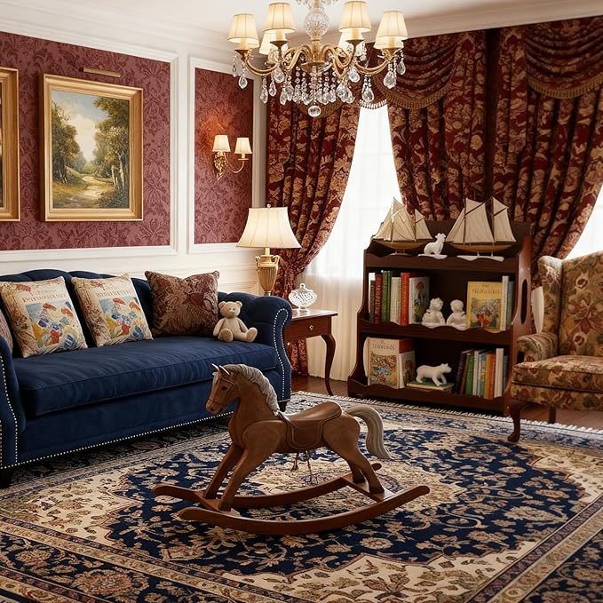 Kids Bookshelf Wooden Montessori Book Shelf Dutch Design 3Tier Scalloped,WalnutWood Pattern