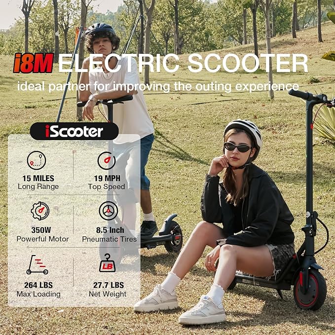iScooter Electric Scooter for Adults, 23/18/12 Miles Long Range,22/19/18 Mph Top Speed, Commuting Electric Scooter with Cruise Control, Double Braking Systems Escooter for Adults and Teens