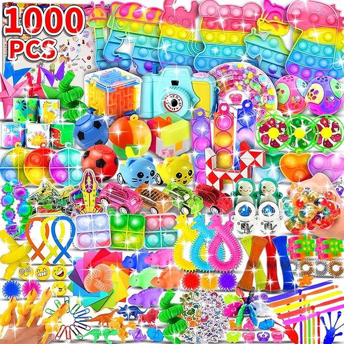 1000Pcs Party Favors for Kids, Treasure Box Toys for Classroom, Prize Box Toys for Kids Classroom, Pinata Stuffers, Bulk Fidget Toys Pack, Birthday Gift, Carnival Prizes, Goodie Bags Stuffers