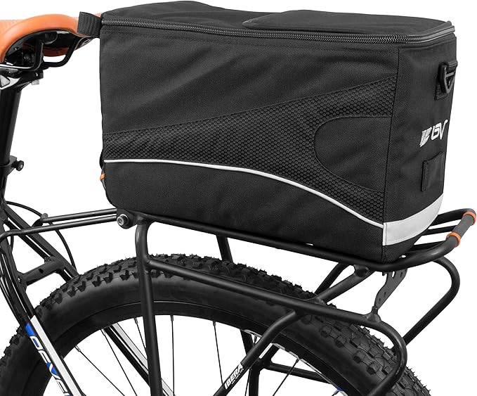 BV Insulated Bike Bag - Cooler Bike Saddle Bag with Shoulder Strap & Quick-Access Lid - for Warm or Cold Items - Bike Bags for Bicycles with Reflective Trim - Grocery, Commute & Weekend Rides