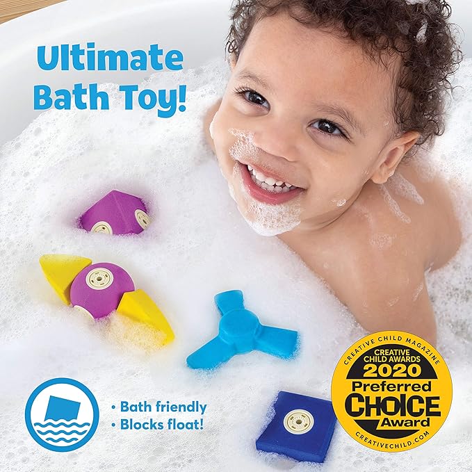 Blockaroo Magnetic Foam Building Blocks - 50-Piece Set, Bath Toys for Toddlers, Preschool Toys, Bathtub Toys, Sensory Toys, Blocks for Toddlers 3-5, Engineering Toys for Kids 3-5, Bath Blocks