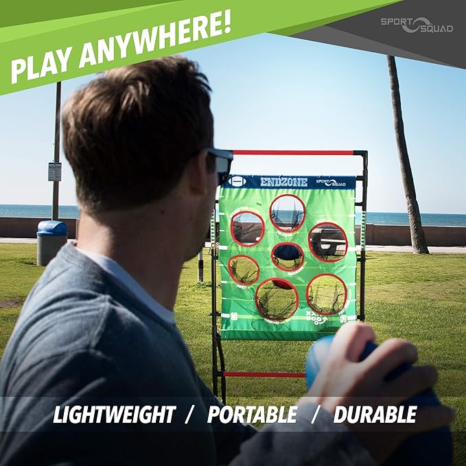 Sport Squad Endzone Challenge 2-in-1 Football and Flying Disc Toss - Backyard and Lawn Game for Indoor and Outdoor Use - Practice your Throwing Skills with this Football Target Carnival Game