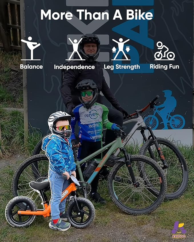 KRIDDO Toddler Balance Bike 2 Year Old, Age 18 Months to 5 Years Old, 12 Inch Push Bicycle with Customize Plate (3 Sets of Stickers Included), Gift Bike for 2-3 Boys Girls, Orange