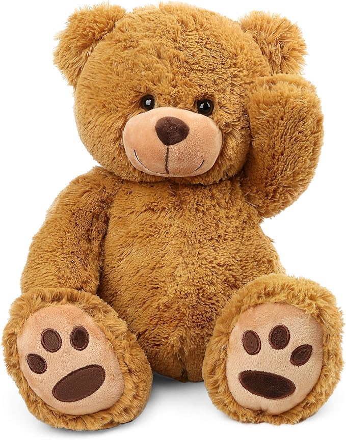 LotFancy Teddy Bear Stuffed Animals, 20 inch Brown Soft Cuddly Stuffed Plush Bear, Cute Stuffed Animals Toy with Footprints, Gifts for Kids Baby Toddlers on Baby Shower, Easter Decoration