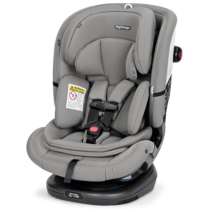 Peg Perego Primo Viaggio All-in-One Convertible Car Seat – Newborn to 10+ Years – 5-120 lbs – Height Adjustable & Slim, 100% FR-Free, Made in Italy, Mercury (Grey)