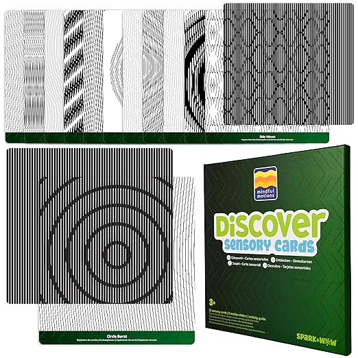 Mindful Motions Sensory Cards | Discover | 12 Dynamic Patterns | 2 Sliders | Calming Corner Items for Kids | Screen-Free Visual Sensory Toys