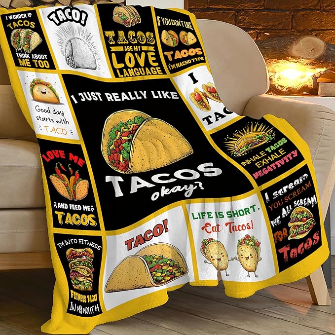 Taco Blanket Food Burrito Throw Blanket Gifts for Taco Lovers Girls Women Kids Boys Adults Men Super Soft Cozy Plush Fluffy Fuzzy Fleece Blanket Home Decor 50''X60''