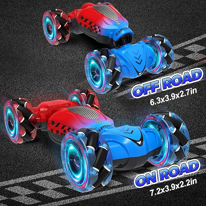 Remote Cars for Kids Ages 4-8, Toys for Ages 5-7, Gift for 4 5 6 7 8-13 Years Old, Gesture Sensing RC Stunt Car with Lights, Remote Control Car for Boys 8-12, Birthday Gift for Kids