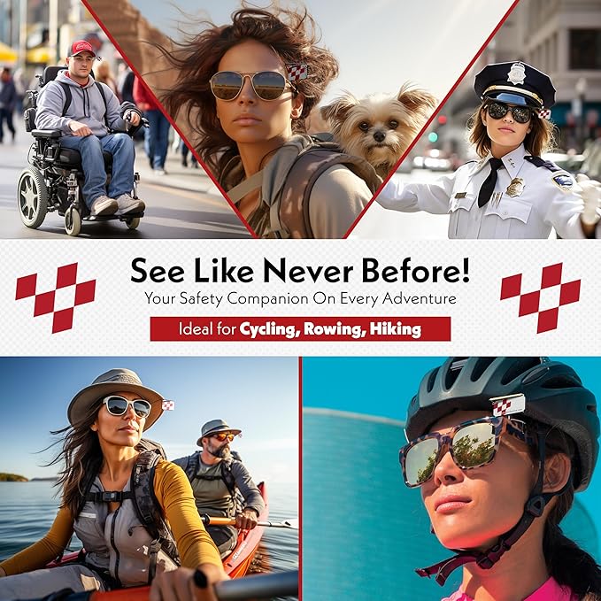 Take A Look Active Original Activity Mirror for Sunglasses, Bike Helmets, or Visors Rear-View Mirror for Cycling and Other Outdoor Activities, 2-Pack