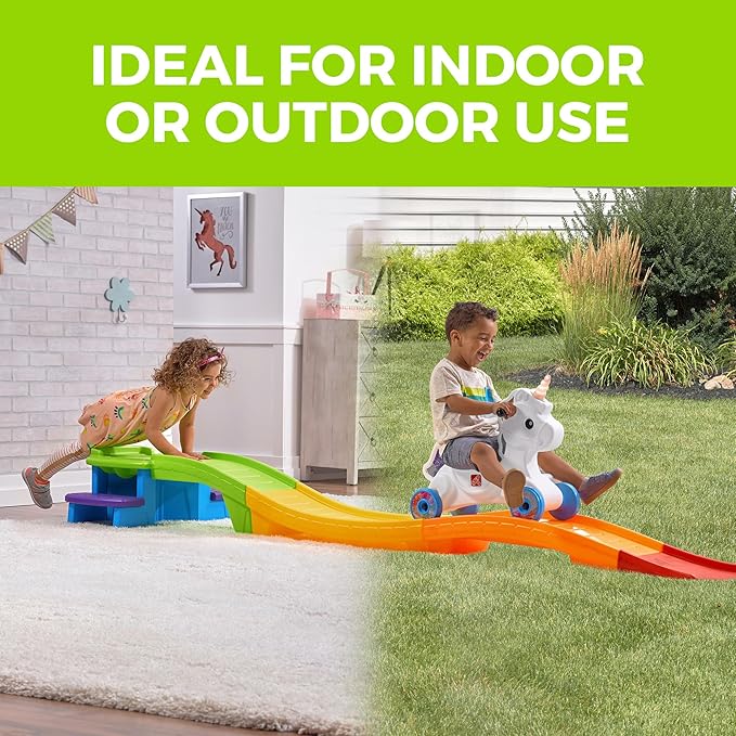 Step2 Unicorn Up & Down Roller Coaster Kids Ride On Toy, Push Car, Indoor/Outdoor Playset, Made of Durable Plastic, Max Weight 50 lbs., For Toddlers 2-5 Years Old, Multicolor