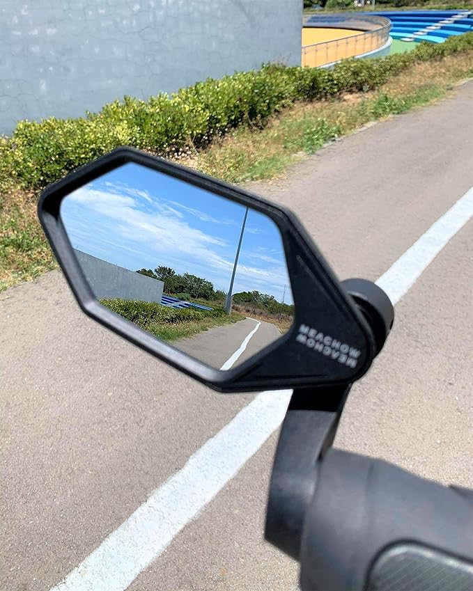 MEACHOW New Bar End Bike Mirror, Crystal UHD Automotive Grade Glass Lens E-Bike Mirrors, Scratch Resistant, Safe Rearview Mirrors, (Silver Left Side) ME-022LS