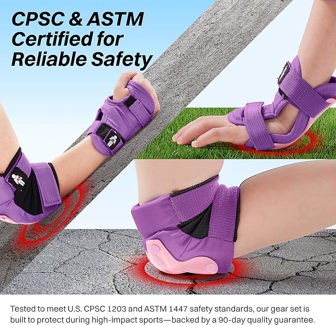 ZIFFY Knee Pads for Kids, Adjustable Knee and Elbow Pads Set with Wrist Guard, Protective Gear for Boys Girls Skateboard Roller Skating Cycling Bike – 2 Sizes, 4 Colors by Jova