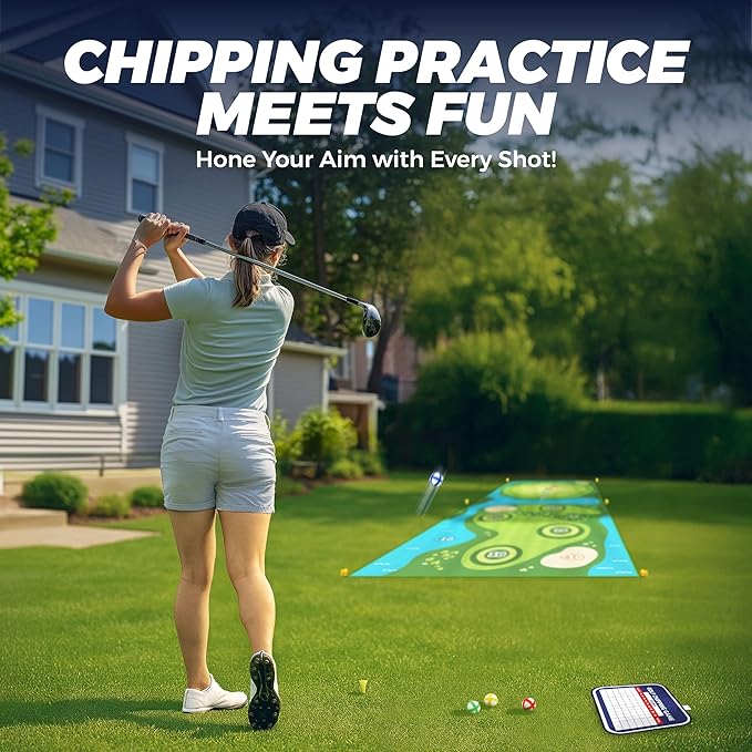 TOY Life Golf Chipping Game, Double-Sided Sticky Golf Pro Battle Mat with 20 Sticky Balls & 4 Darts, Backyard Chipping Games for Adult Kids Outdoor & Indoor