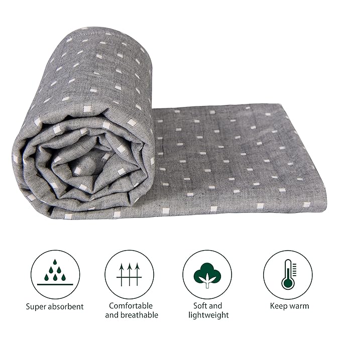 NTBAY 3 Layer Toddler Blanket, Muslin Cotton Jacquard Bed Blankets, Lightweight Thermal Baby Blanket, Super Soft and Warm Crib Blanket for All Seasons, Decoration Gift, 30"x40", Grey Dot