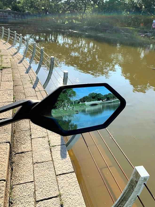 MEACHOW New Scratch Resistant Glass Lens,Handlebar Bike Mirror, Adjustable Safe Rearview Mirror, Bicycle Mirror (Blue Right Side) ME-005RB