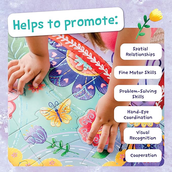 Peaceable Kingdom Shimmery Butterfly Floor Puzzle – 53-Piece Giant Floor Puzzle for Kids Ages 5 & up – Fun-Shaped Puzzle Pieces – Great for Classrooms