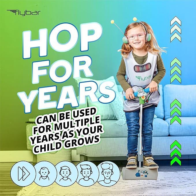 Flybar My First Foam Pogo Jumper for Kids Fun and Safe Pogo Stick for Toddlers, Durable Foam and Bungee Jumper for Ages 3 and up, Supports up to 250lbs