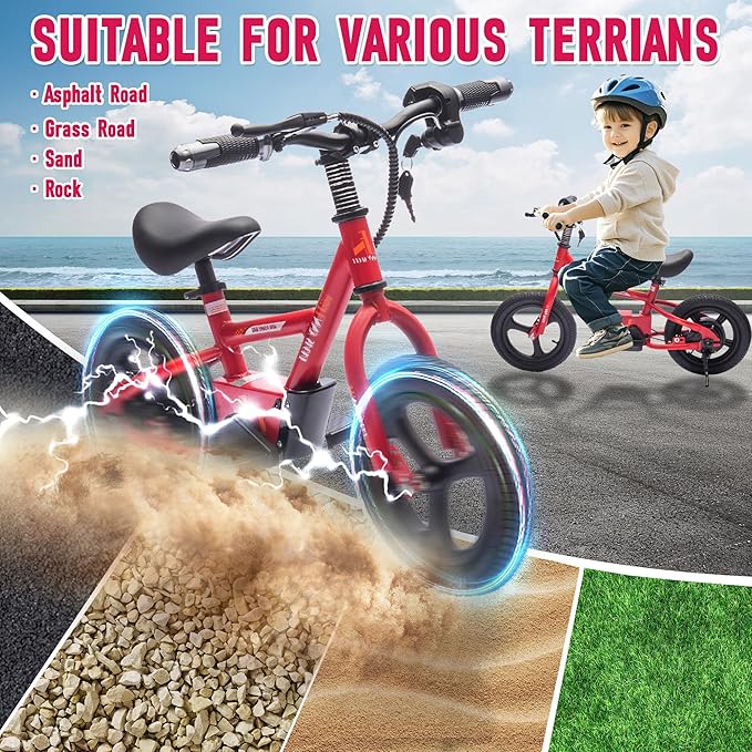 24V Kids Ride On Electric Dirt Bike, 150W Lightweight Electric Motorcycle with Height Adjustable PU Seater, Power Display, Key Start, Electric Balance Bike for Kids Age 3+