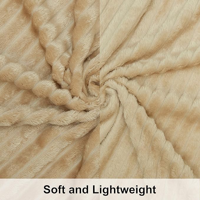 NTBAY Flannel Fuzzy Toddler Blanket, Fluffy Warm and Lightweight Reversible Stripes Design Baby Plush Blanket, 30x40 Inches, Khaki