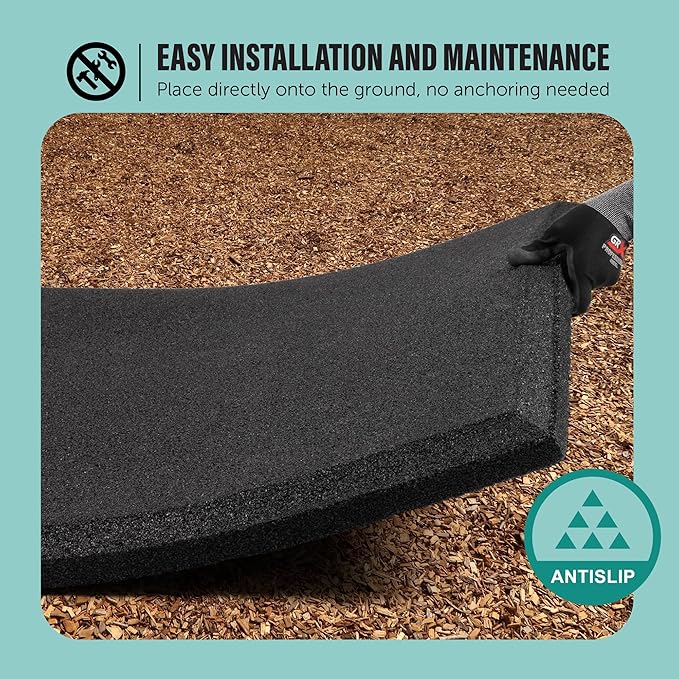 Playsafer Heavy Duty Commercial Grade Rubber Playground Safety Mat - Playground Protection Mat for Swings and Slides - 54" Long X 32" Wide x 2" Thick (Black)