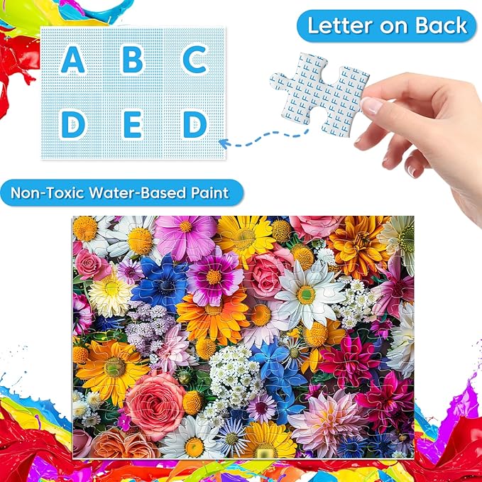 100 Piece Puzzles for Kids Ages 4-8 - Dogs Flowers Donuts Cats Puzzles - Large Puzzle for Senior Jigsaw Puzzle for Kids Ages 4-6 6-8 8-10 Year Old Educational Toys Gifts 4-Pack 15"x11"