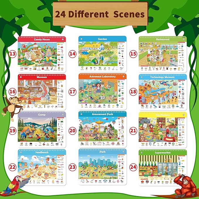 Search and Find Book for Kids Ages 4-6,3-8, Reusable Activity Pad with 24 Toddler Activities Books, Educational Toys for 3+ Year Old, Toddler Airplane Travel Essentials, Travel Toys for Kids 4-8