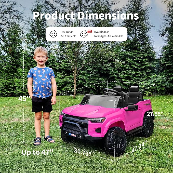 24V 2 Seater Ride on Toy for Big Kids, Electric SUV Kids Car to Drive with Parent Remote, 2WD/4WD Switchable - Pink