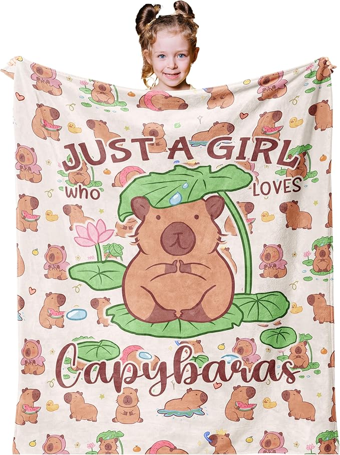 Christmas Capybara Gifts, Capybara Blanket 50"x40", Capybara Gifts for Girls, Birthday Gift for Capybara Lover, Just A Girl Who Loves Capybaras