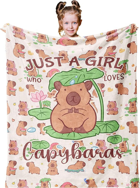 Christmas Capybara Gifts, Capybara Blanket 50"x40", Capybara Gifts for Girls, Birthday Gift for Capybara Lover, Just A Girl Who Loves Capybaras
