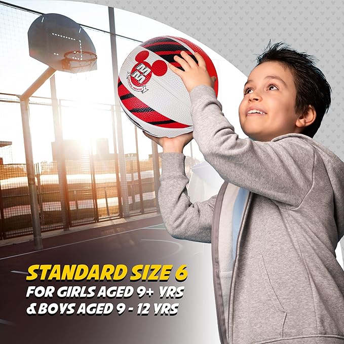 Disney Mickey Mouse Basketball Size 6, Indoor and Outdoor Game Youth Sports Ball for Boys and Girls